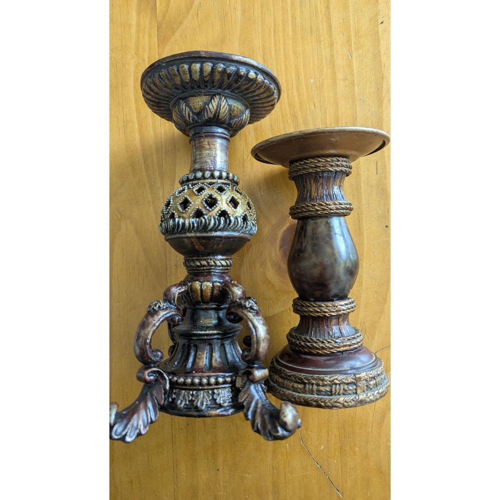 Set of 2 Ornate Candle Holders Traditional Classical